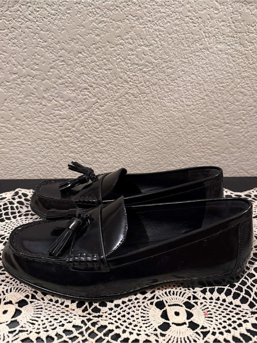 Veronica Beard Black Leather Penny Tassel Loafers - Picture 7 of 13